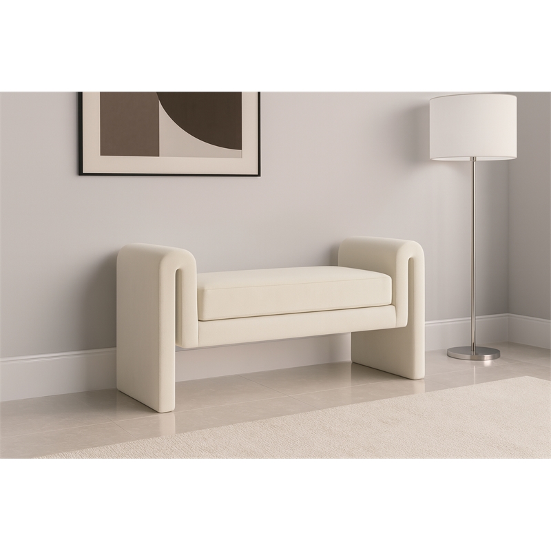Meridian Furniture Stylus Cream Velvet Bench