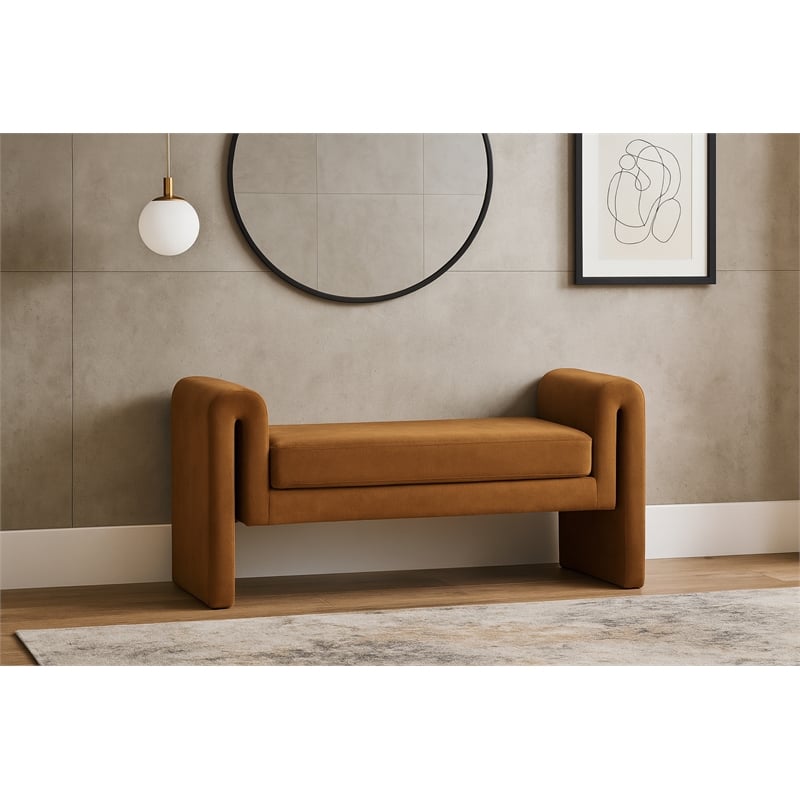 Meridian Furniture Stylus Saddle Velvet Bench