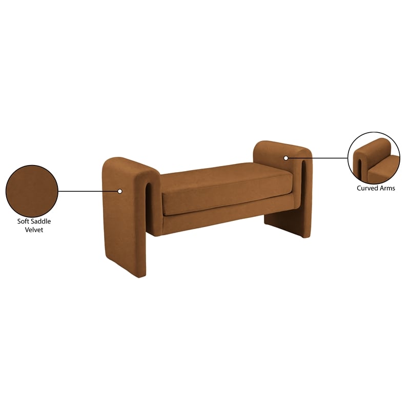 Meridian Furniture Stylus Saddle Velvet Bench