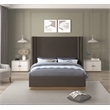 Meridian Furniture Halton Brown Boucle Fabric Queen Bed