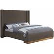 Meridian Furniture Halton Brown Boucle Fabric Queen Bed