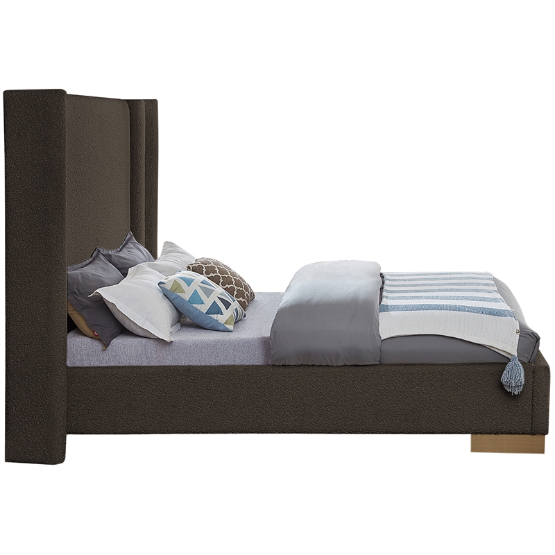Meridian Furniture Halton Brown Boucle Fabric King Bed