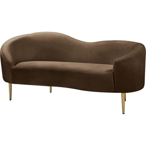 Meridian Furniture Ritz Brown Velvet Loveseat
