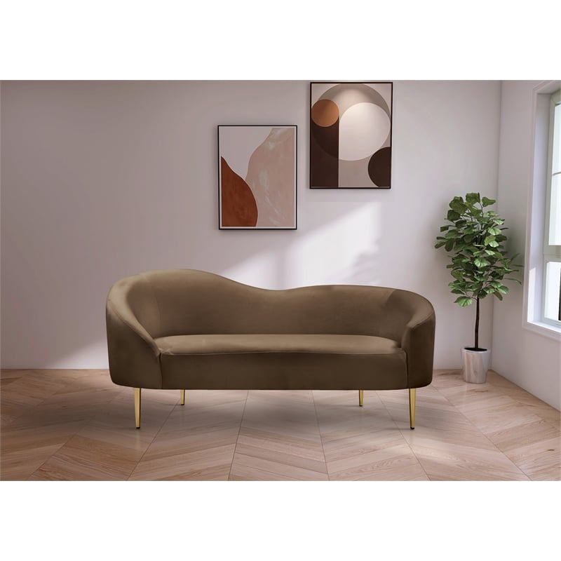 Meridian Furniture Ritz Brown Velvet Loveseat