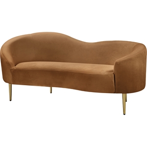 Meridian Furniture Ritz Saddle Velvet Loveseat