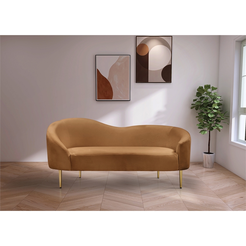Meridian Furniture Ritz Saddle Velvet Loveseat