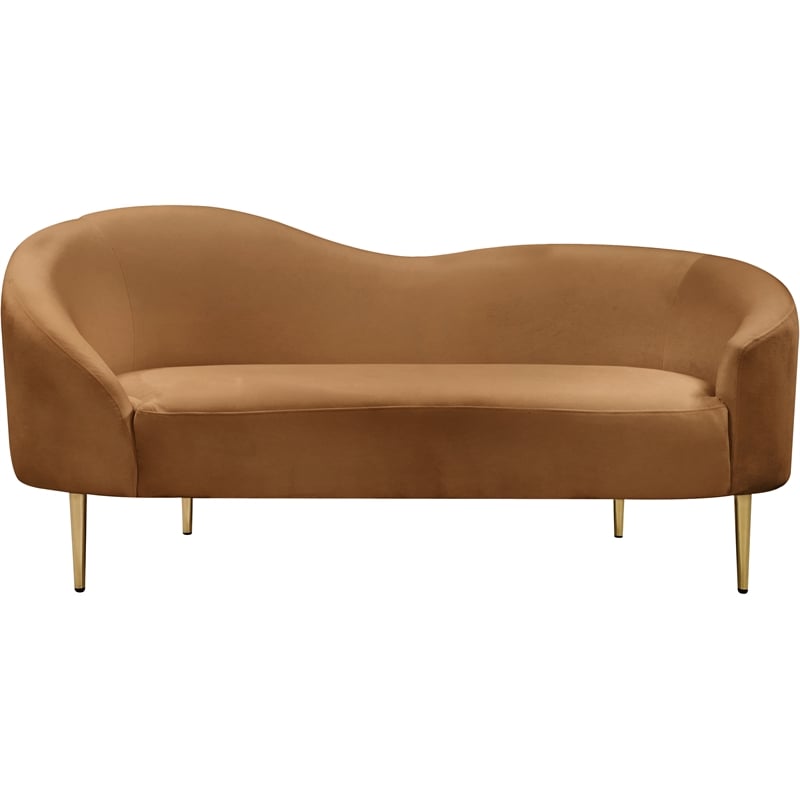 Meridian Furniture Ritz Saddle Velvet Loveseat