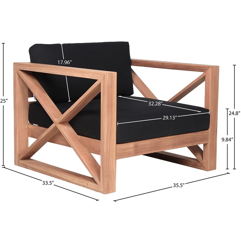 Meridian Furniture Anguilla Black Water Resisting Outdoor Chair