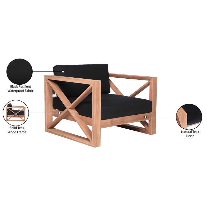 Meridian Furniture Anguilla Black Water Resisting Outdoor Chair