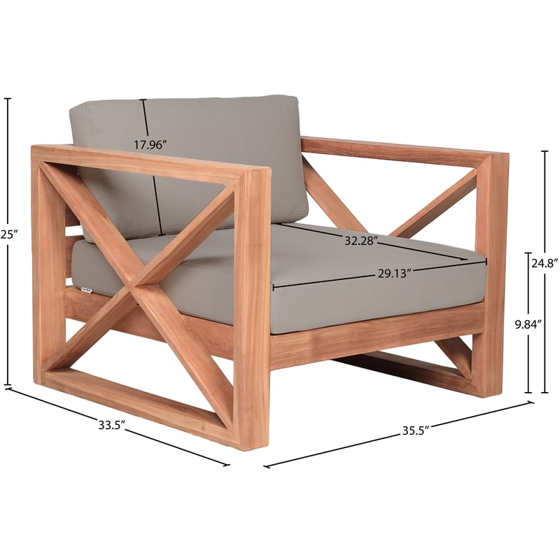 Meridian Furniture Anguilla Grey Water Resisting Outdoor Chair