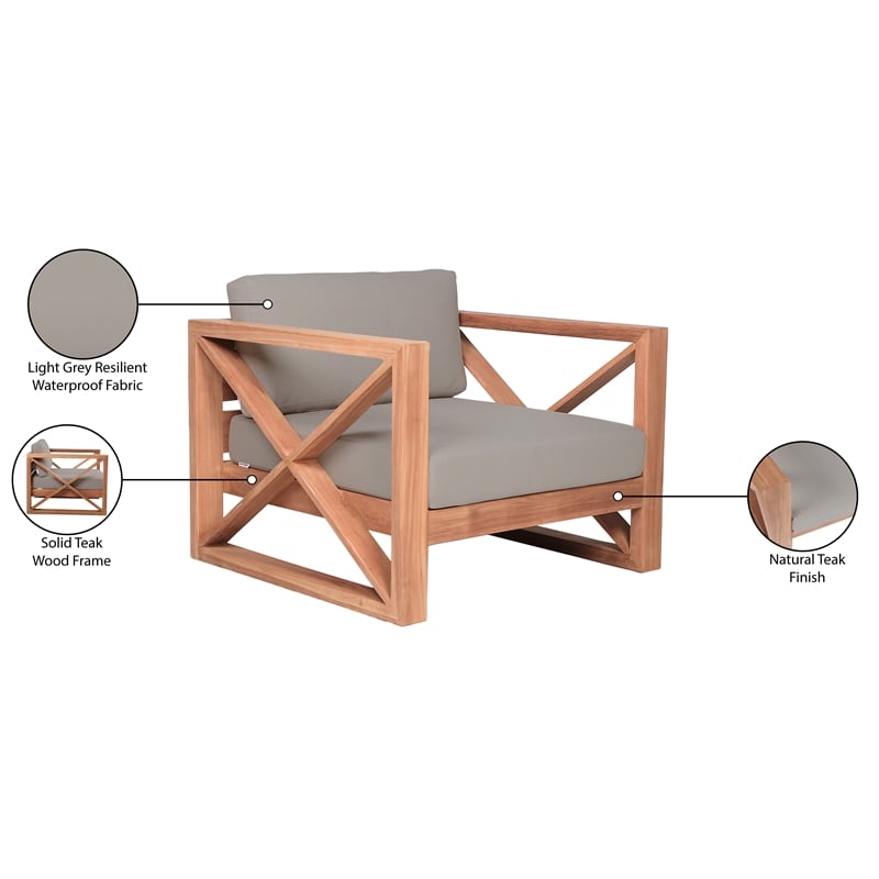 Meridian Furniture Anguilla Grey Water Resisting Outdoor Chair