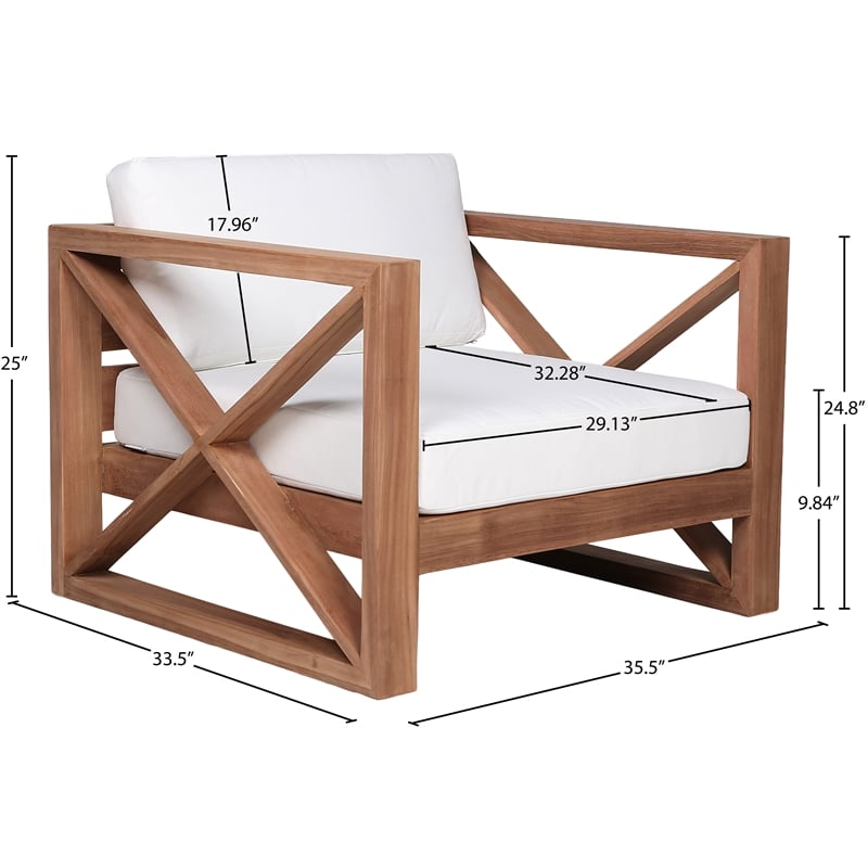 Meridian Furniture Anguilla Off White Water Resisting Outdoor Chair