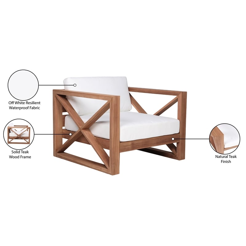 Meridian Furniture Anguilla Off White Water Resisting Outdoor Chair