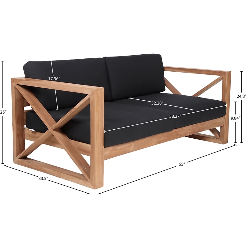 Meridian Furniture Anguilla Black Water Resisting Outdoor Loveseat