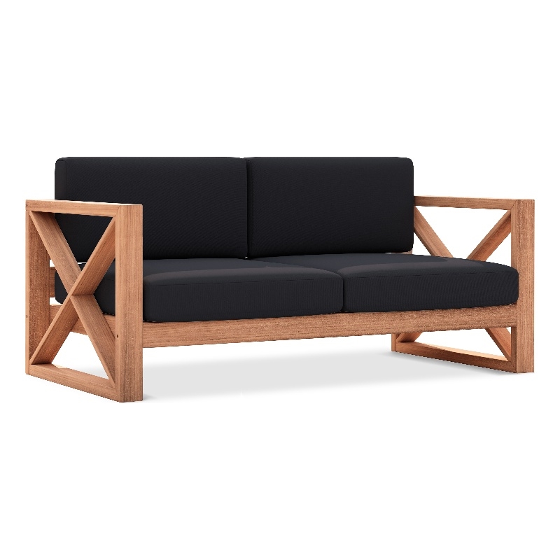 Meridian Furniture Anguilla Black Water Resisting Outdoor Loveseat