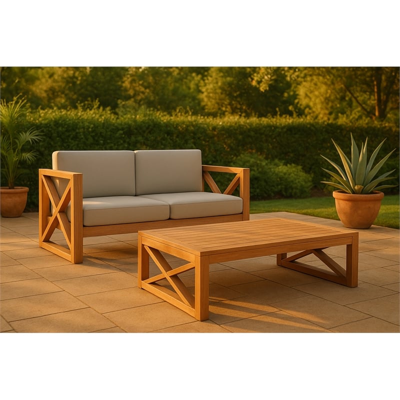 Meridian Furniture Anguilla Grey Water Resisting Outdoor Loveseat