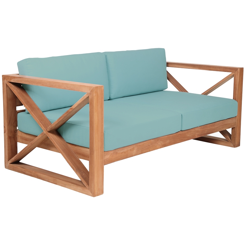 Meridian Furniture Anguilla Blue Water Resisting Outdoor Loveseat