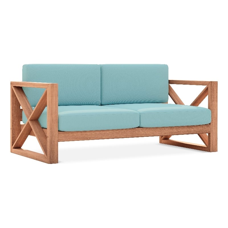 Meridian Furniture Anguilla Blue Water Resisting Outdoor Loveseat
