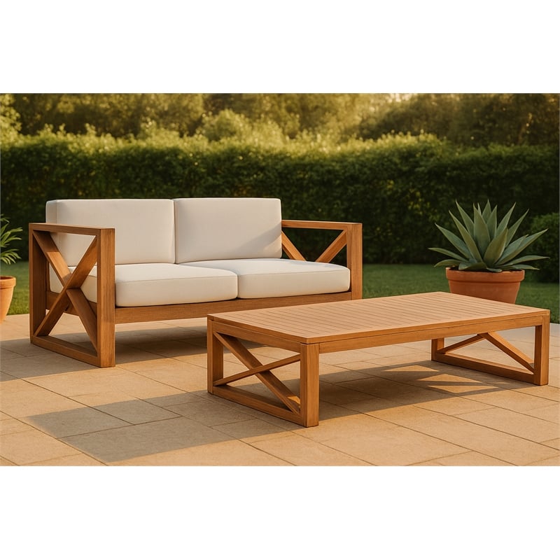 Meridian Furniture Anguilla Off White Water Resisting Outdoor Loveseat