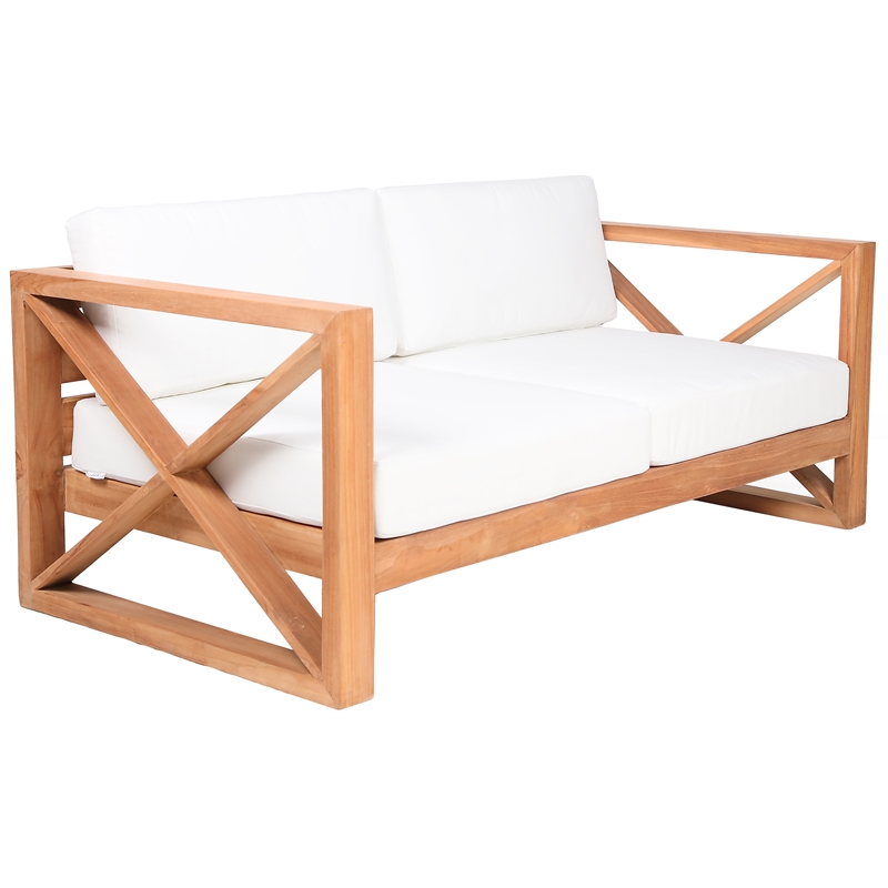 Meridian Furniture Anguilla Off White Water Resisting Outdoor Loveseat