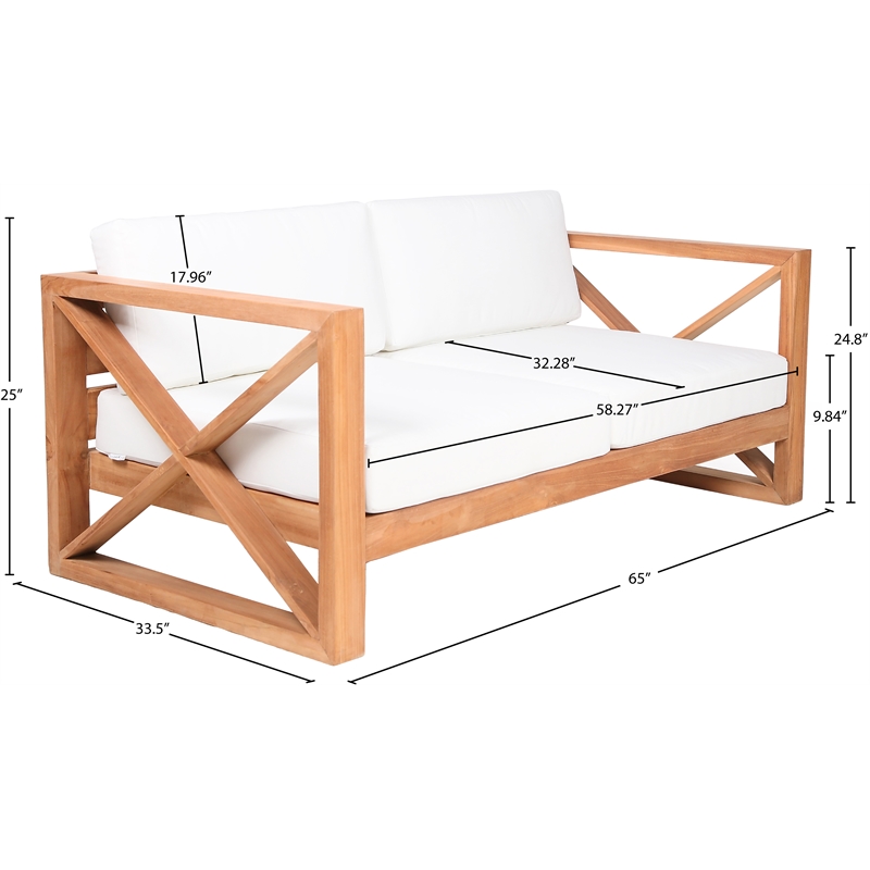 Meridian Furniture Anguilla Off White Water Resisting Outdoor Loveseat