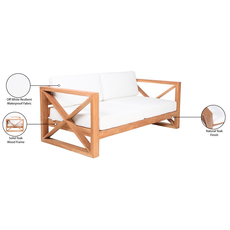 Meridian Furniture Anguilla Off White Water Resisting Outdoor Loveseat