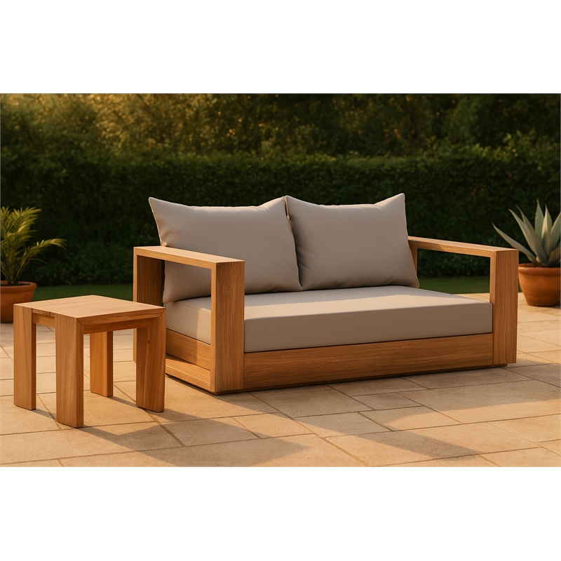 Meridian Furniture Tulum Grey Water Resisting Outdoor Loveseat