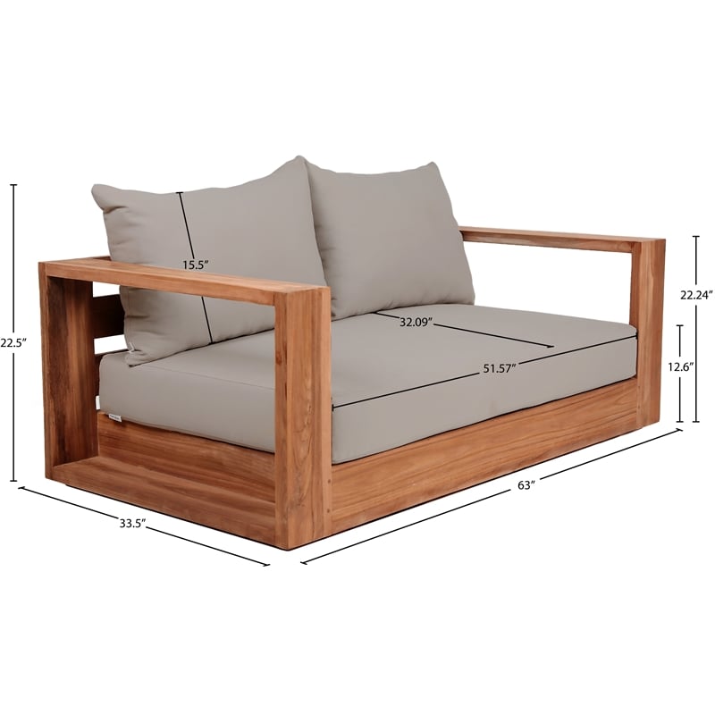 Meridian Furniture Tulum Grey Water Resisting Outdoor Loveseat