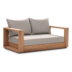 Meridian Furniture Tulum Grey Water Resisting Outdoor Loveseat