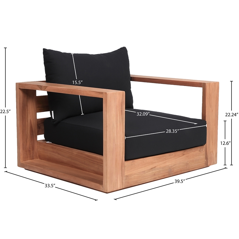 Meridian Furniture Tulum Black Water Resisting Outdoor Chair