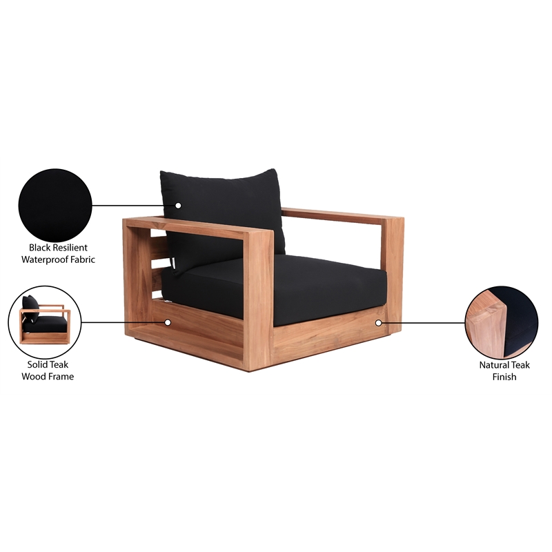 Meridian Furniture Tulum Black Water Resisting Outdoor Chair