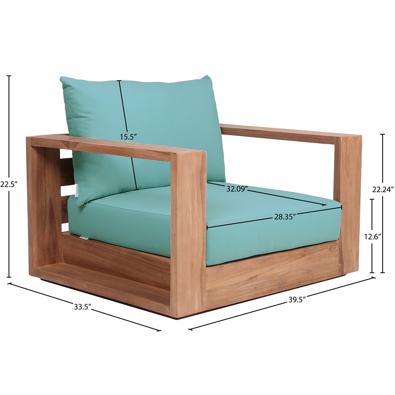 Meridian Furniture Tulum Blue Water Resisting Outdoor Chair