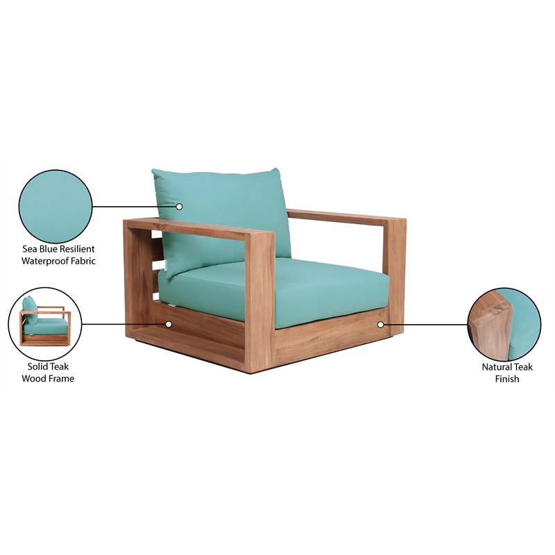 Meridian Furniture Tulum Blue Water Resisting Outdoor Chair