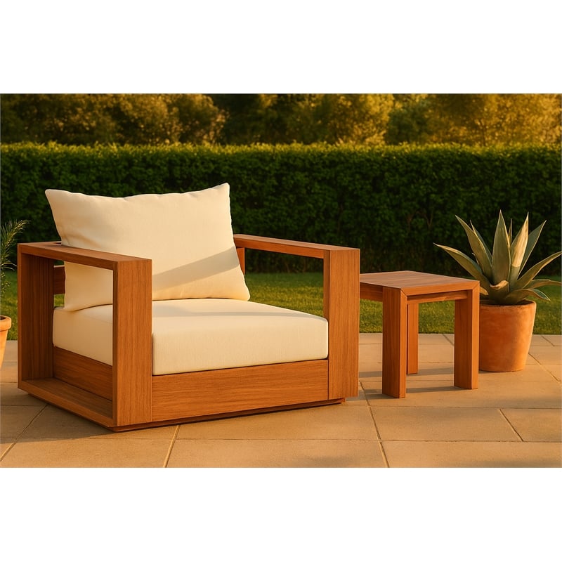 Meridian Furniture Tulum Off White Water Resisting Outdoor Chair