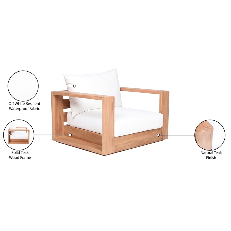 Meridian Furniture Tulum Off White Water Resisting Outdoor Chair