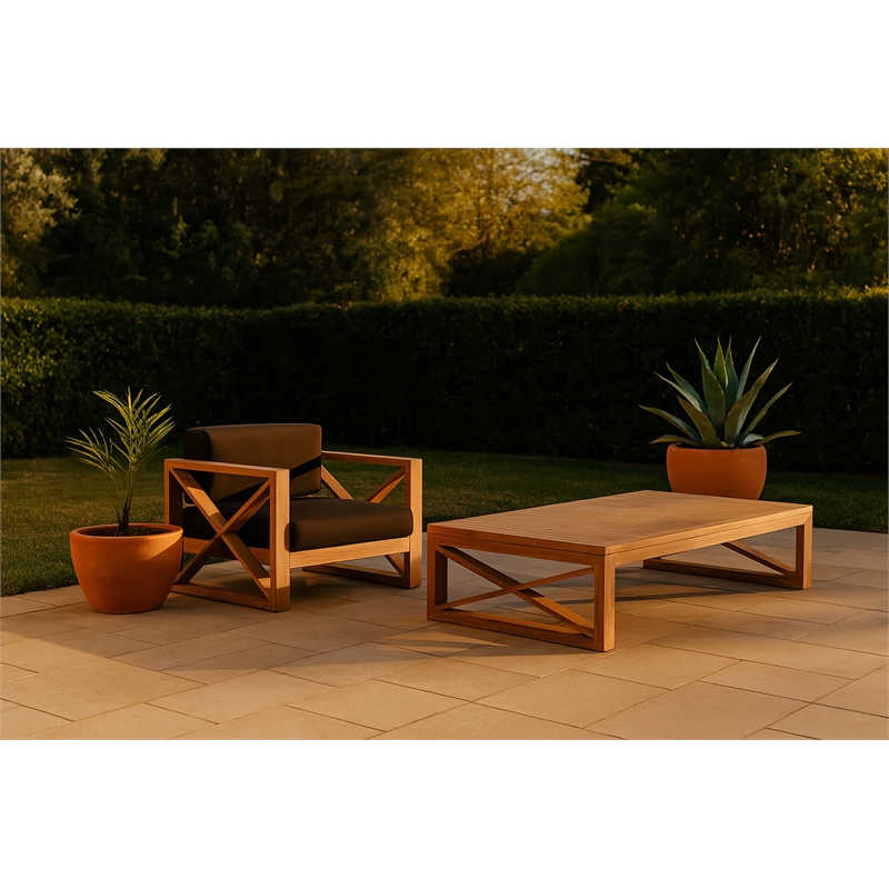 Meridian Furniture Anguilla Natural Teak Outdoor Coffee Table