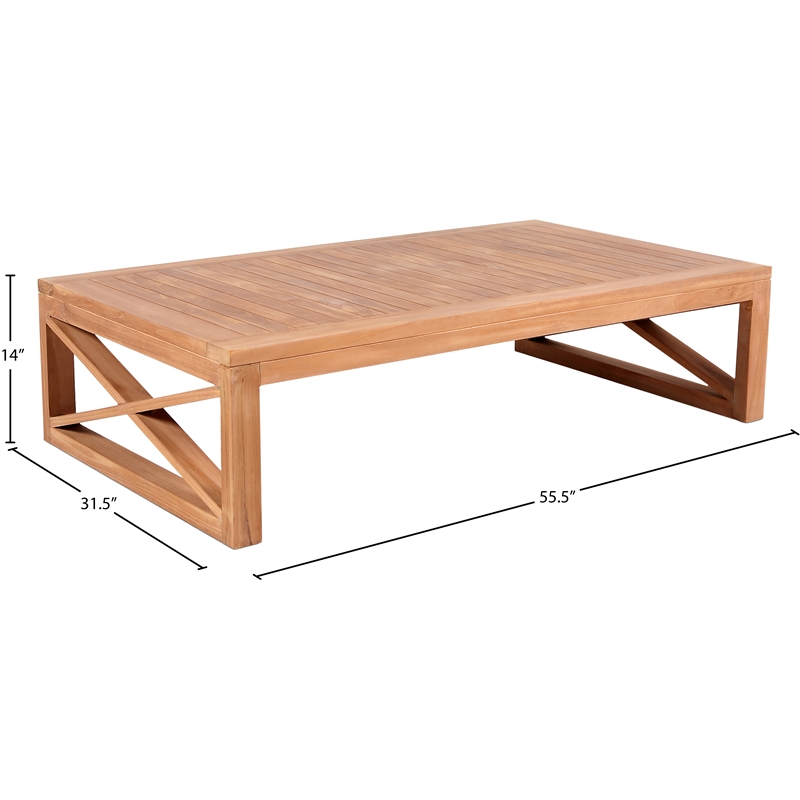 Meridian Furniture Anguilla Natural Teak Outdoor Coffee Table