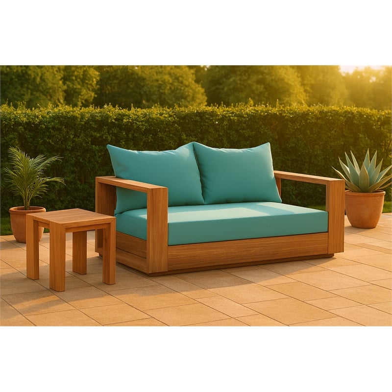 Meridian Furniture Tulum Blue Water Resisting Outdoor Loveseat
