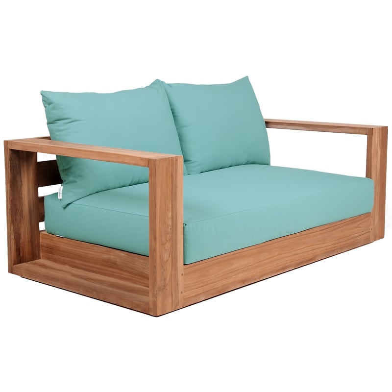 Meridian Furniture Tulum Blue Water Resisting Outdoor Loveseat