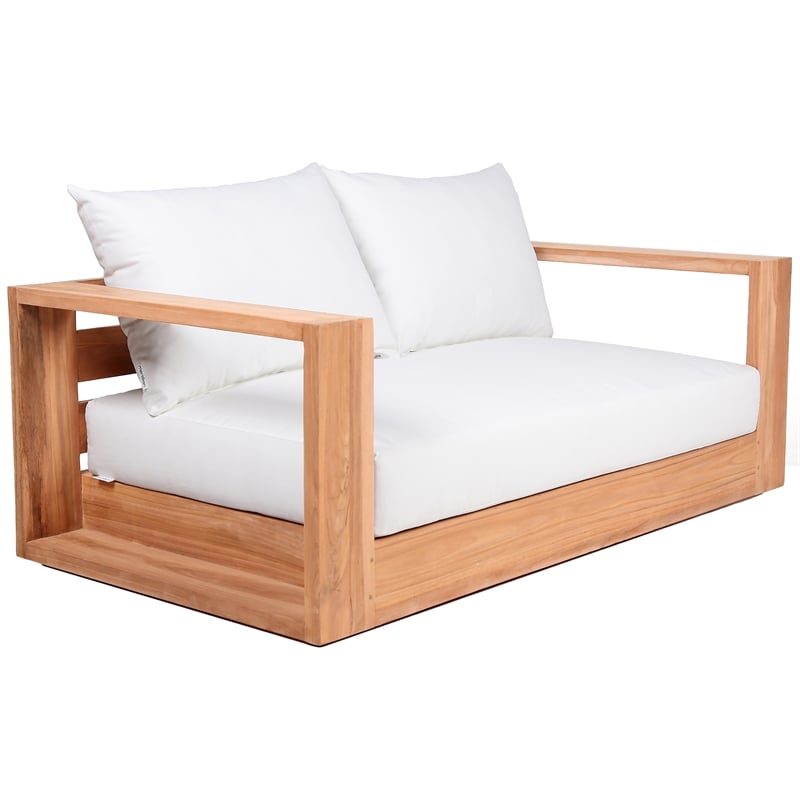 Meridian Furniture Tulum Off White Water Resisting Outdoor Loveseat