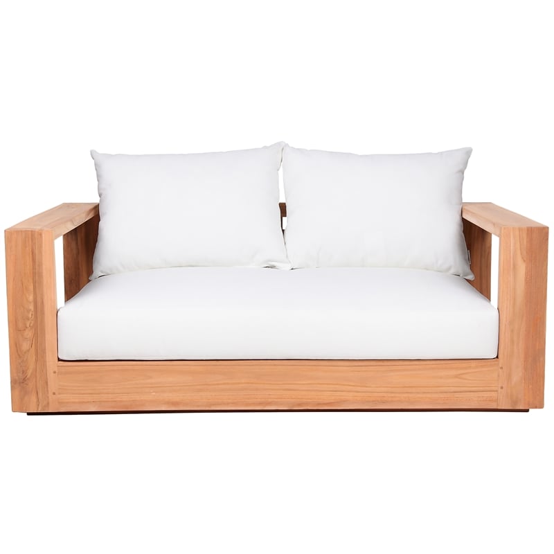 Meridian Furniture Tulum Off White Water Resisting Outdoor Loveseat