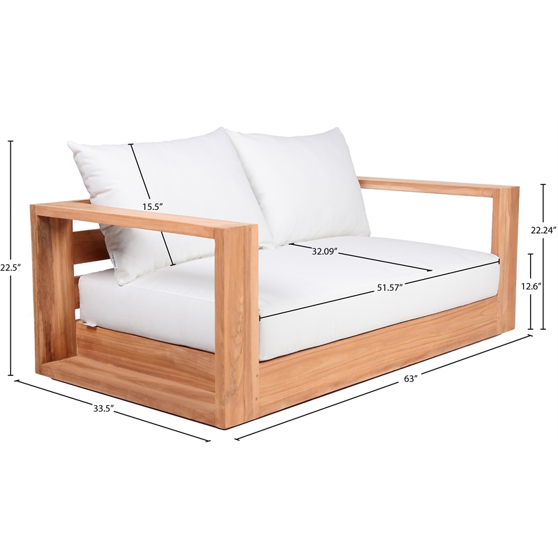 Meridian Furniture Tulum Off White Water Resisting Outdoor Loveseat