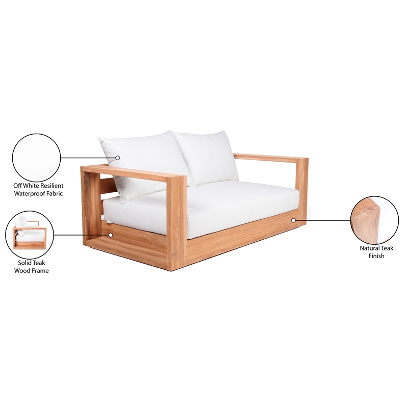 Meridian Furniture Tulum Off White Water Resisting Outdoor Loveseat