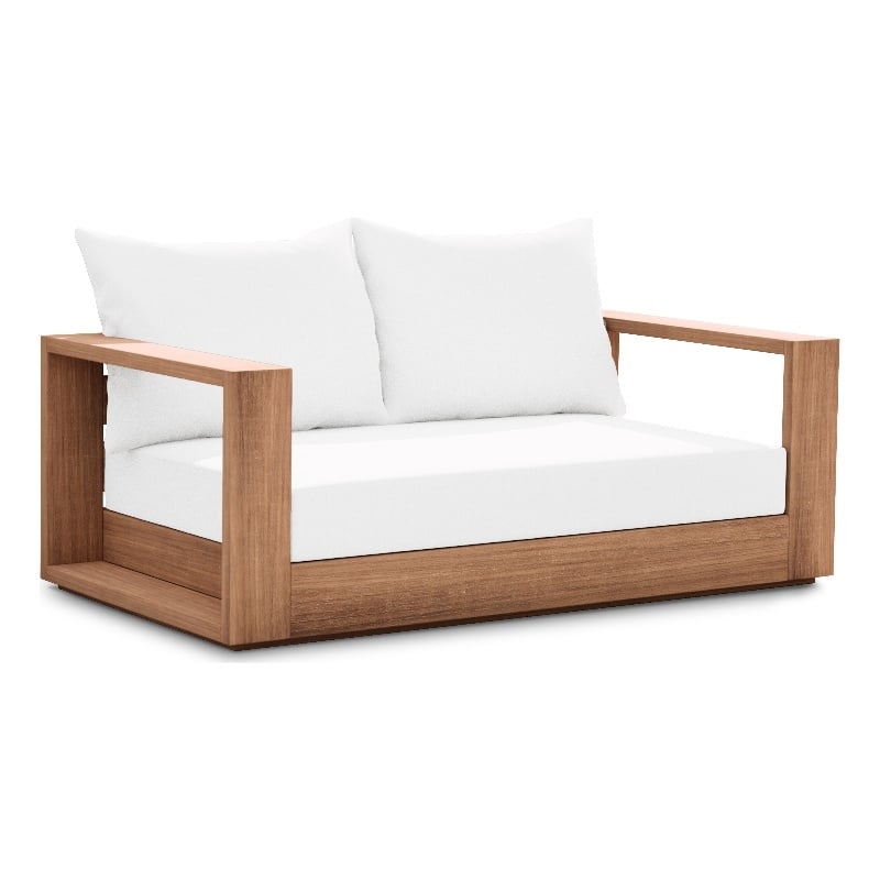 Meridian Furniture Tulum Off White Water Resisting Outdoor Loveseat