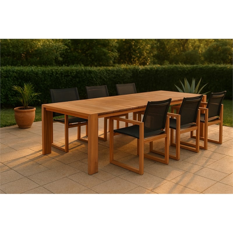 Meridian Furniture Tulum Black Water Resisting Outdoor Dining Arm Chair