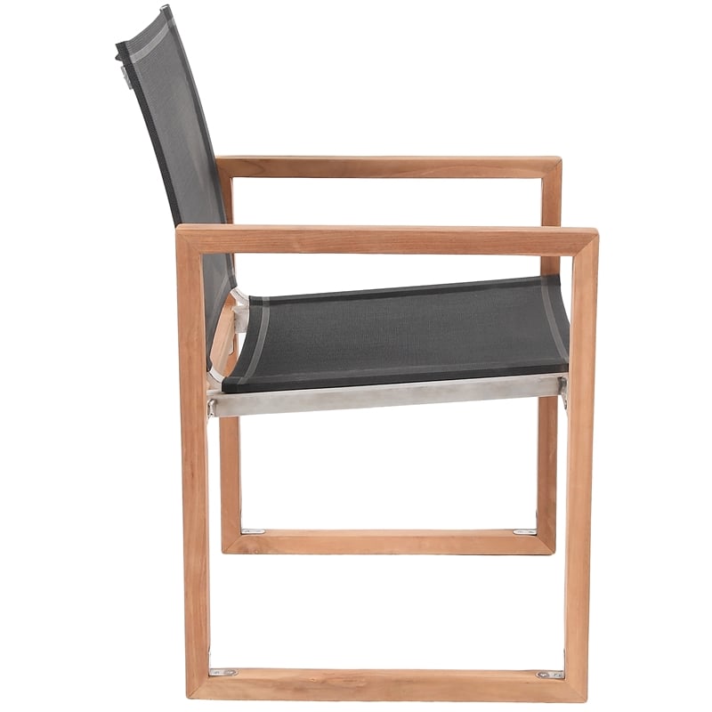 Meridian Furniture Tulum Black Water Resisting Outdoor Dining Arm Chair