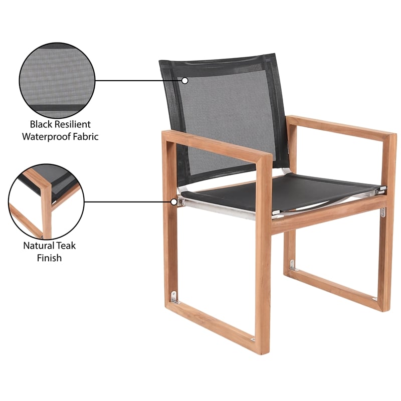 Meridian Furniture Tulum Black Water Resisting Outdoor Dining Arm Chair
