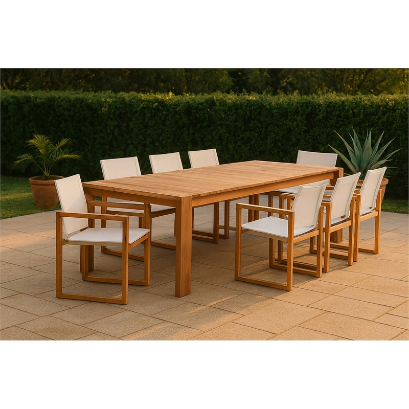 Meridian Furniture Tulum Off White Water Resisting Outdoor Dining Arm Chair