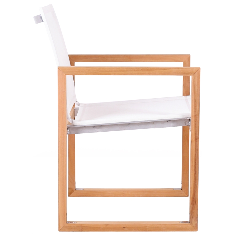 Meridian Furniture Tulum Off White Water Resisting Outdoor Dining Arm Chair