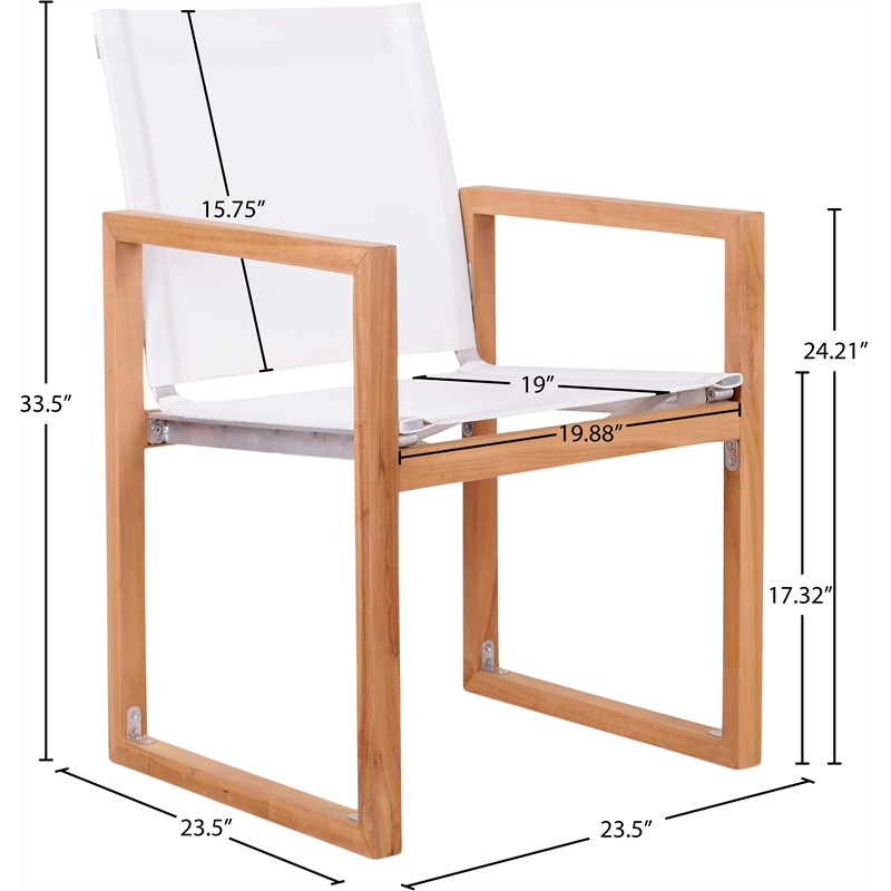 Meridian Furniture Tulum Off White Water Resisting Outdoor Dining Arm Chair